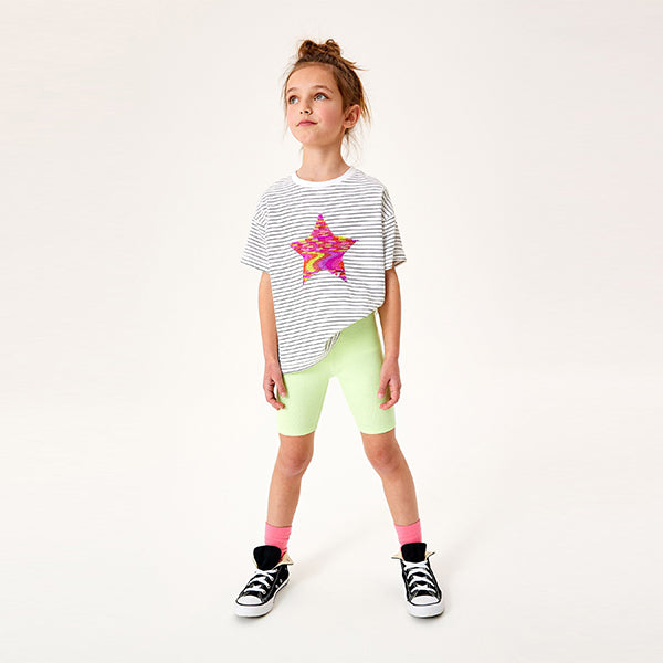 White Stripe Flippy Sequin Star T-Shirt (3-12yrs)