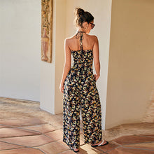 Load image into Gallery viewer, Black Ditsy Shirred Bandeau Jumpsuit
