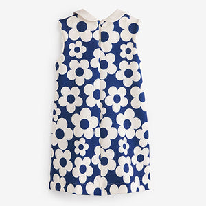 Blue Flower Button Through Jersey Dress (3mths-5yrs)