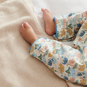 Blue Elephant Print Woven Collared Baby Pyjama Sleepsuit (0-18mths)
