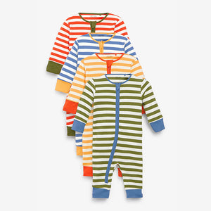 Bright Stripe Footless 4 Pack Sleepsuits (0mth-18mths)