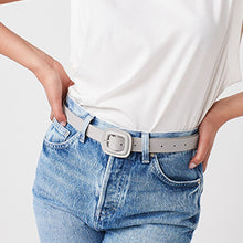 Load image into Gallery viewer, Grey Covered Square Buckle Jeans Belt
