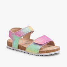 Load image into Gallery viewer, Rainbow Glitter Adjustable Strap Corkbed Sandals (Younger Girls)
