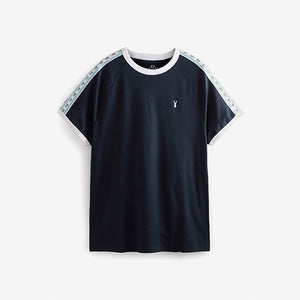 Navy Blue Stage Tape Blocked T-Shirt