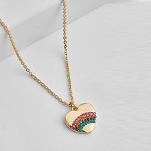 Load image into Gallery viewer, Gold Tone Rainbow Heart Necklace
