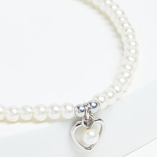 Load image into Gallery viewer, Sterling Silver Heart Charm Pearl Beaded Bracelet
