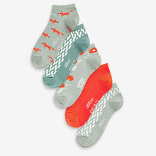 Load image into Gallery viewer, Green Scion at Next Poppy Print Trainer Socks 5 Pack
