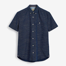 Load image into Gallery viewer, Navy Blue Short Sleeve Textured Shirt

