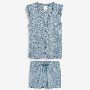Blue Floral Morris & Co. At Next Jersey Pyjama Short Set