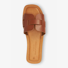 Load image into Gallery viewer, Tan Brown Forever Comfort® Leather Mule Flat Sandals
