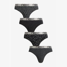 Load image into Gallery viewer, 4 Pack Black/Silver Pattern Briefs
