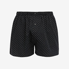 Load image into Gallery viewer, Black 4 Pack Pattern Woven Pure Cotton Boxers
