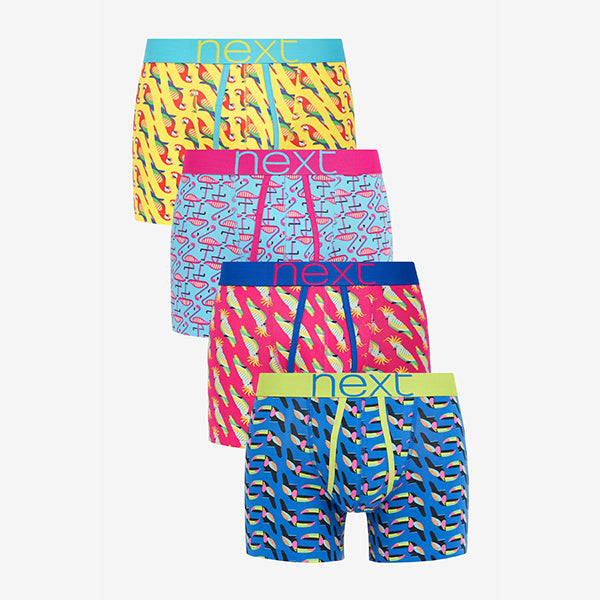 4 Pack Bright Bird Print A-Front Boxers