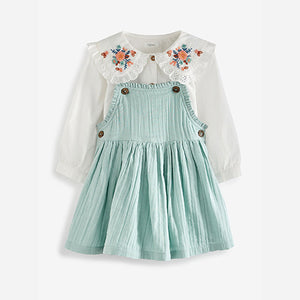 Mint Green Blouse And Pinafore Set (3mths-6yrs)
