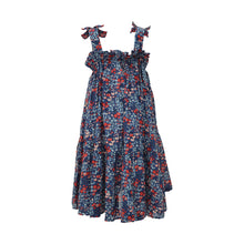 Load image into Gallery viewer, Navy Blue Ditsy Tie Shoulder Dress (3-12yrs)
