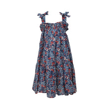 Load image into Gallery viewer, Navy Blue Ditsy Tie Shoulder Dress (3-12yrs)
