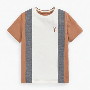 Tan Brown Check Colourblock T-Shirt (3-12yrs)