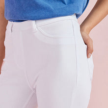 Load image into Gallery viewer, White Cropped Denim Jersey Leggings
