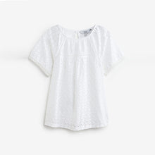Load image into Gallery viewer, White Broderie Short Sleeve T-Shirt
