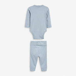 Blue/Beige Cream Animal Baby 4 Pack Wrap Bodysuits And Leggings Set (0mths-18mths)