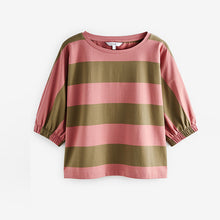 Load image into Gallery viewer, Pink Stripe Balloon Sleeve Top
