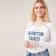 Load image into Gallery viewer, White Saunton Sands Graphic Raglan Long Sleeve Top
