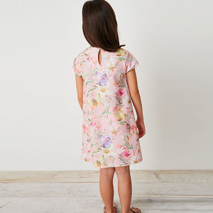 Pink Floral & butterfly Occasion Dress (3-12yrs)