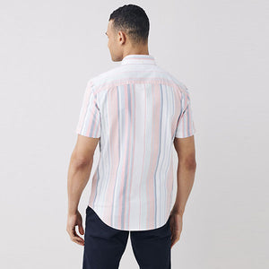Pink/Green/White Short Sleeve Stripe Shirt
