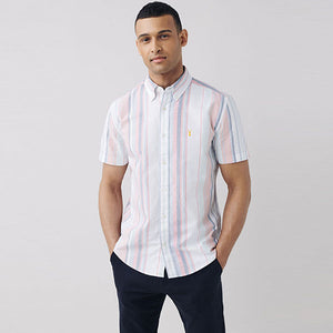 Pink/Green/White Short Sleeve Stripe Shirt