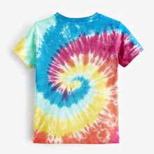 Load image into Gallery viewer, Rainbow Dino Skate Tie Dye Short Sleeve T-Shirt (3mths-5yrs)
