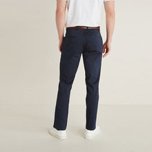 Load image into Gallery viewer, Navy Slim Fit Belted Soft Touch Chino Trousers

