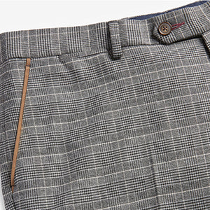 Grey Slim Fit Check Suit: Trousers