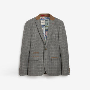 Grey Slim Fit Check Suit: Jacket