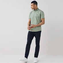 Load image into Gallery viewer, Light Green Slim Fit Short Sleeve Stretch Oxford Shirt

