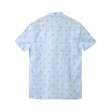 Load image into Gallery viewer, Linen Cream Light Blue Palm Printed Short Sleeve Shirt

