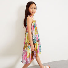 Load image into Gallery viewer, Pink Patchwork Print Tie Shoulder Dress (3-12yrs)
