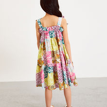 Load image into Gallery viewer, Pink Patchwork Print Tie Shoulder Dress (3-12yrs)

