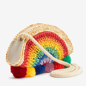 Rainbow Straw Cross-Body Bag
