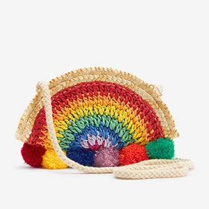 Rainbow Straw Cross-Body Bag