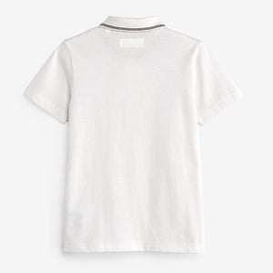 White Stripe Short Sleeve Zip Neck Polo Shirt (3-12yrs)