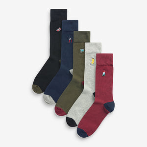 Mixed Gardening Embroidered Socks 5 Pack