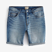 Load image into Gallery viewer, Washed Blue Slim Fit Denim Shorts
