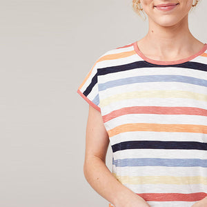 Multi Stripe Short Sleeve Slub T-Shirt