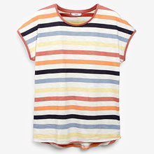 Load image into Gallery viewer, Multi Stripe Short Sleeve Slub T-Shirt
