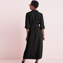 Load image into Gallery viewer, Black Midi Shirt Dress
