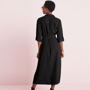 Black Midi Shirt Dress