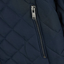 Load image into Gallery viewer, Navy Blue Shower Resistant Diamond Quilt Racer Neck Jacket
