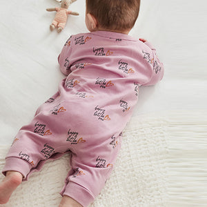 Pink Leopard Print 4 Pack Baby Footless Sleepsuits (0mth-18mths)