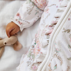 Cream Floral Baby Velour Sleepsuit (0mth-18mths)