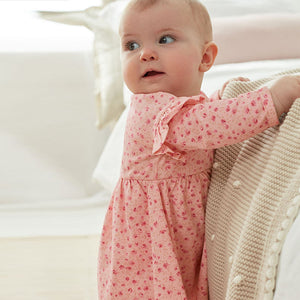 Pink Floral 2 Pack Baby Jersey Dresses (0mths-18mths)